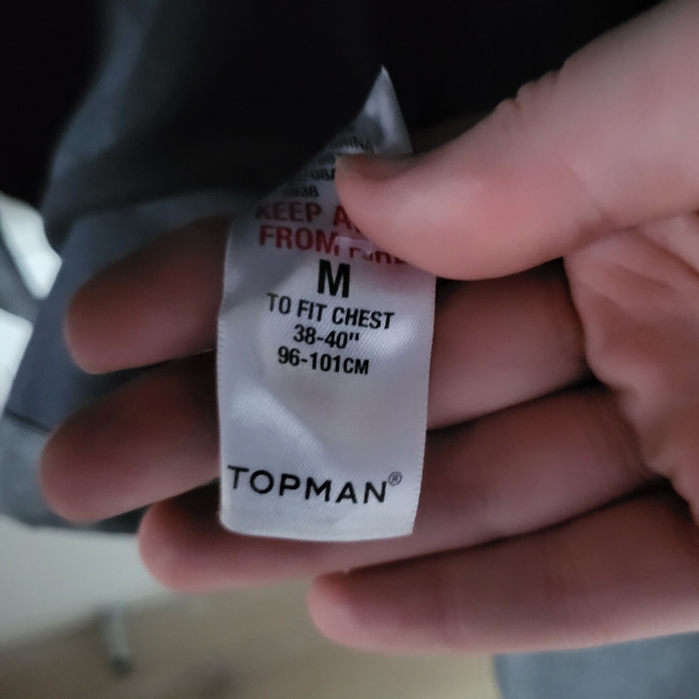 Men's Medium Grey Botton Up Topman Overcoat - Picture 4 of 6